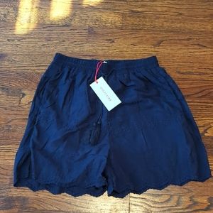 Solitaire Navy Blue Embroidered Tassel Shorts NWT